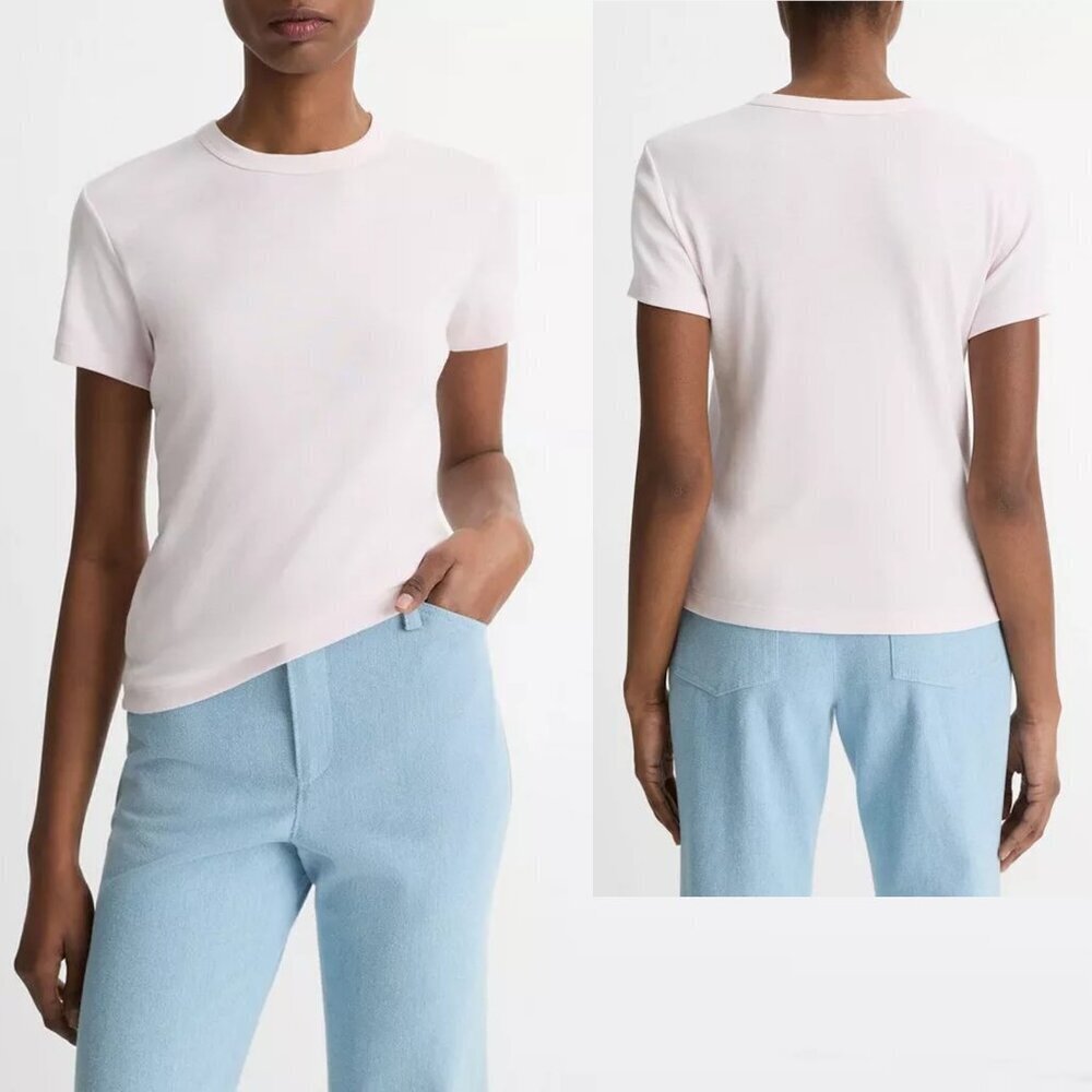 NWT New $128 Vince Pima Cotton-Blend '90s Shrunken T-Shirt In Ballet Size L